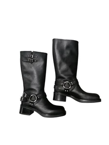 Kammi - Stivali al ginocchio modello miu miu in pelle nero - Foto 1 di 10