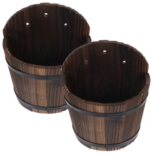 2 Pcs Wooden Flower Pot Rail Scapes Plant Holder Garden Orchid Planter - Picture 1 of 12