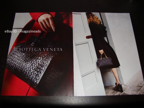 BOTTEGA VENETA 2 pagine STAMPA ANNUNCIO autunno 2013 RAQUEL ZIMMERMANN splendida borsa con supporto