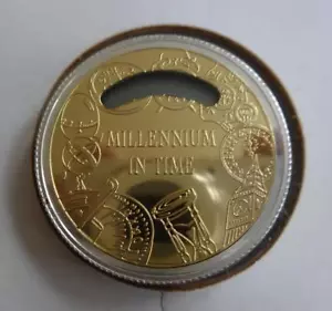 1999 SILVER PROOF ST THOMAS & PRINCE ISLANDS 1000 DOBRAS CLOCK COIN MILLENNIUM - Picture 1 of 4