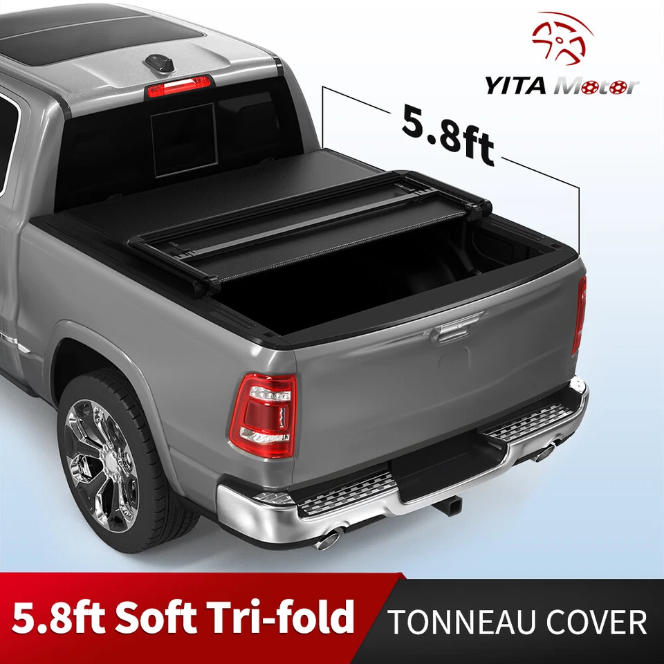 5.8FT Bed Soft 3-fold Tonneau Cover For 2014-18 Chevy Silverado GMC Sierra 1500 - Изображение 1 из 4