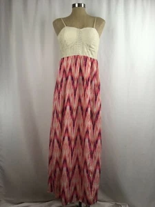 No Boundaries Maxi Dress Juniors Large 11-13 Boho Spaghetti Strap Two Slits NOBO - Picture 1 of 7