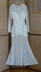 Anthropologie MISHA Blanco Acanalado Bodycon con Malla Transparente Sirena Maxi L=S/M $429 - Imagen 1 de 15