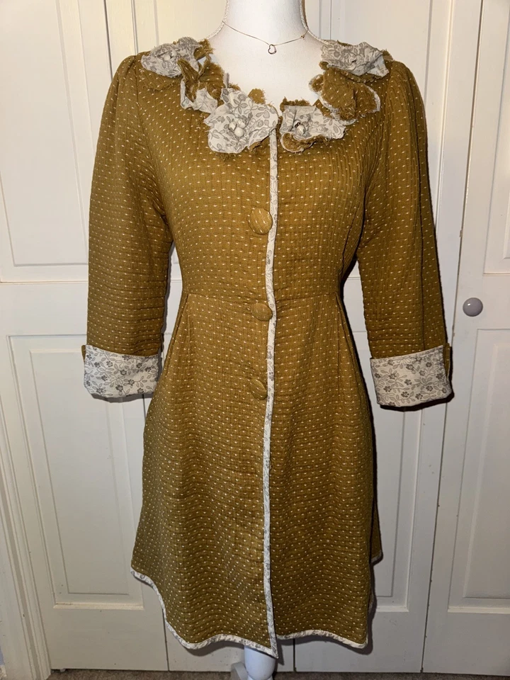 Casaco peplum salpicado vintage feminino Ryu tamanho G dourado e branco, colarinho floral de tecido - Imagem 1 de 4