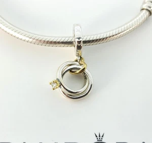 Authentische PANDORA zweifarbige Eheringe Hänger Charm 799319C01 - Bild 1 von 5