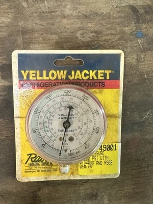 全新黄色夹克 49001 R12 R22 R502 2-1/2 英寸 红色 0-500 PSI 制冷仪 — 第 1/2 张图片