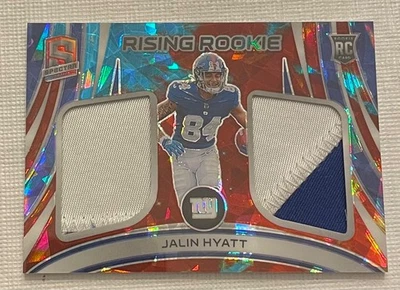 2023 Jalin Hyatt Panini Spectra Rising Rookie Dual Patch #/40 - Image 1 of 2