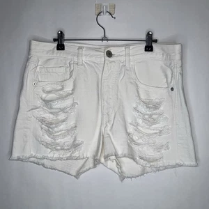 American Eagle Damen Distressed abgeschnittene Shorts weiß Größe 8 - Bild 1 von 4