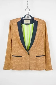 Maison Scotch Women’s Blazer – Brown Pattern with Black Lapel – Size 2 (S) - Picture 1 of 8