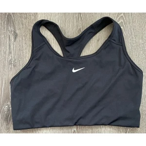 Sujetador deportivo Nike Dri Fit negro espalda deportiva blanco Swoosh XL - Imagen 1 de 5