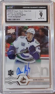 2022-23 Upper Deck Quinn Hughes Autograph Card - Mint Condition Clear Cut - Picture 1 of 2