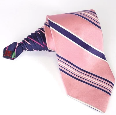 Corbata a rayas Tommy Hilfiger Repp dos tonos rosa y azul marino seda EE. UU. 90 como nueva Foto 1 de 4