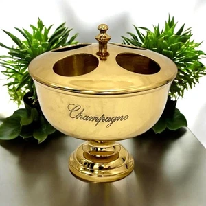 Gold Champagne Ice Bucket Vintage Table Top Distressed Look Wine Cooler Gift - Picture 1 of 10