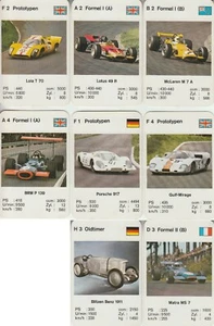 3 Kartenspiele Quartett AUTOS Wagen Prototyp Rennwagen 4x EINZELKARTEN Automobil - Bild 1 von 2
