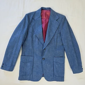 Vintage 70er Sheplers Western Jeansoptik blau gewebt Blazer Herren 40 schmal unstrukturiert - Bild 1 von 22