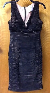 NEW JS Collections V-neck Beaded Sleeveless Dress in Black/Nude Mesh size 6P - Picture 1 of 6