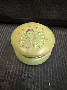 Vintage Genuine Alabaster Hand-Paint Trinket Box Made in Italy Keepsake Jewelry - Picture 1 of 6