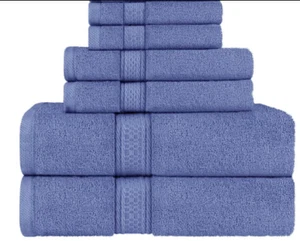 Juego de toallas de baño de 6 piezas, toalla azul, 2 toallas de baño, 2 toallas - Bild 1 von 12