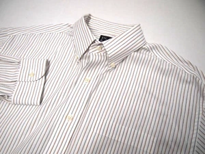 Camicia elegante uomo Jos A Bank 16 1/2 34 blu marrone bianco righe 100% cotone glutto - Foto 1 di 4