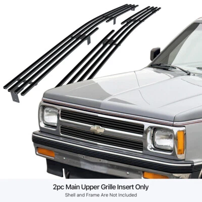 Para Chevy S-10 Blazer 1991-1992 Inserto de parrilla de billet superior principal negro Foto 1 de 4