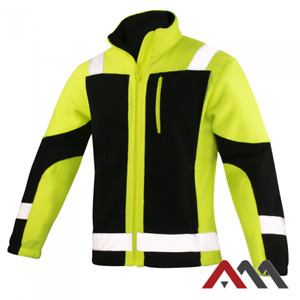 Hi Vis Viz Visibility Fleece Jacket Rain Patch Safety Work Mens Warm Eclipse