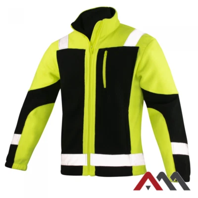 ARTMAS Hi Vis Viz Visibility Fleece Jacket Rain Patch Safety Work Mens Warm Eclipse