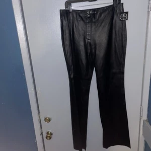 Rosleen Marc Novato Y2K Women’s 12 Mid Rise Black Leather Pants D - Picture 1 of 13