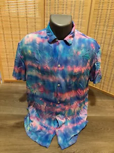 Chubbies Tropical Hawaiian Button Up Aloha Shirt Colorful Tye-Dye Large L Rayon - Bild 1 von 9