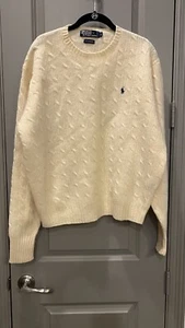 Polo Ralph Lauren Lammwolle Zopfmuster Herren Pullover, Creme, L - Bild 1 von 6