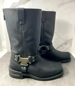 Milwaukee Motorcycle Boots MB410 Men's Black Classic Harness 11D VGC US 11 D - Picture 1 of 8