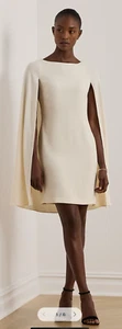 Lauren Ralph Lauren Womens Cape Georgette Cocktail Dress Ivory - Size 8 *read* - Picture 1 of 11