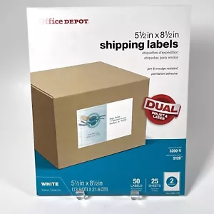 Office Depot 50 Versandetiketten 5,5 x 8,5 in weiß Neu! Wie Avery 5126 - Bild 1 von 2