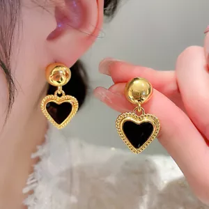 Elegant 18k Yellow Gold Plated Heart Drop Earring for Women Jewelry A Pair - Bild 1 von 10