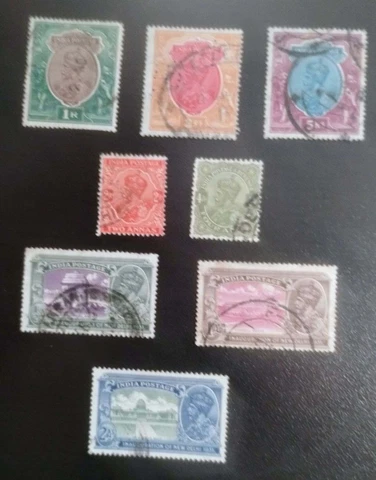 Indian Stamp Lot . Scott's #s 120..132. Used.  King George V.  sal's stamp store Cover