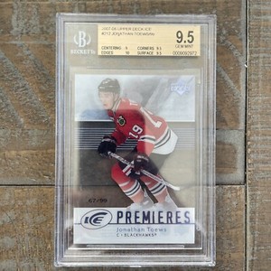 2007-08 Upper Deck Ice Jonathan Toews 67/99 RC Ice Premieres BGS 9.5 Gem Mint