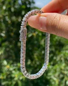 Round Cut GH/SI Natural Diamond Men's GIA Verify Tennis Bracelet 14k White Gold - Picture 1 of 22