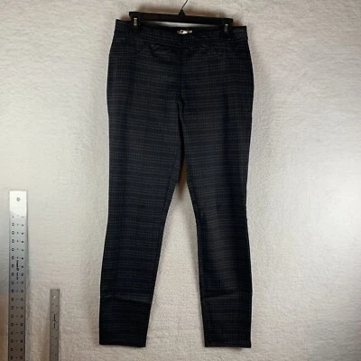 Max Studio Slim Trouser Women's Large Gray Plaid Elastic Waist High Rise 7887 - Image 1 of 4