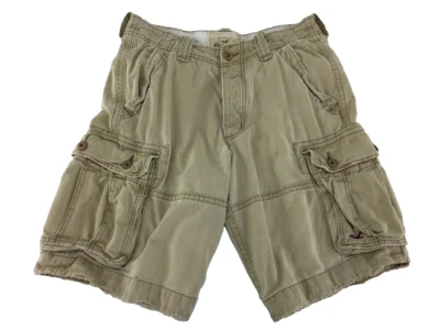 Hollister California Button Fly Distressed Cargo Shorts 30 Beige Khaki Mens - Image 1 of 4