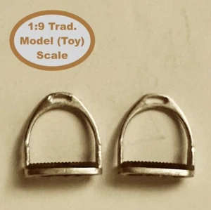 HORSING AROUND Traditional 1:9 ENGLISH STIRRUPS WITH BLACK DIAMOND TREADS Silver - Picture 1 of 2