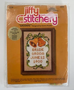 Jiffy Stitchery Kit #910 Sunset Designs "Weddig" 5” x 7” Counted Cross Stitch - Picture 1 of 3