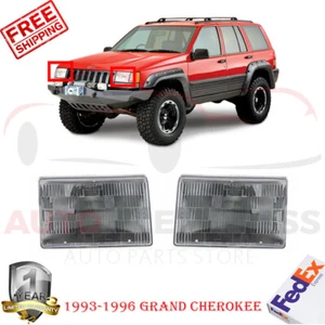Headlight Assembly Set Halogen For 1993-1996 Jeep Grand Cherokee - Foto 1 di 8