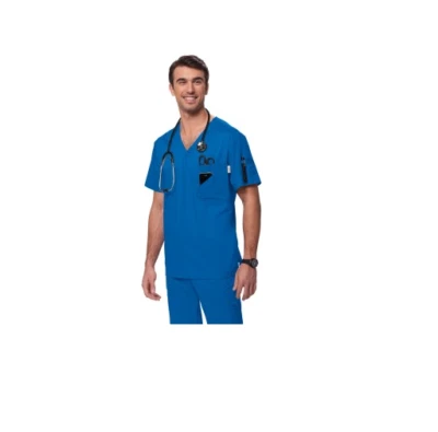{SMALL} Koi Men's Coby V-Neck Solid Scrub Top 655-020 ROYAL - Image 1 of 2