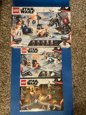 Conjuntos de batalha de ação LEGO Star Wars: 75241, 75239, 75238. Nomes de conjuntos NISB-Veja abaixo - Imagem 1 de 2