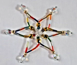 CZECH BEAD SNOWFLAKE CHRISTMAS ORNAMENT MULTICOLOR #12 - Picture 1 of 4