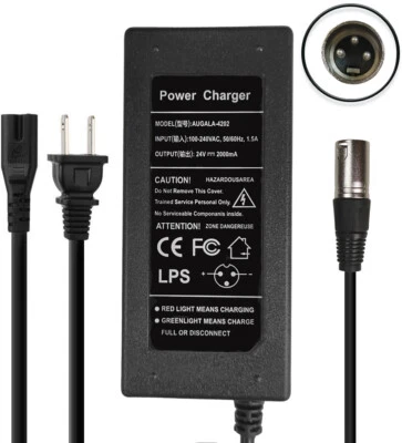 AUGALA 24V 2A Charger For Jazzy Power Chair Pride Hoveround Mobility Electric Scooter