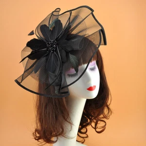 Damen Fascinator Haarspange Hut Melone Feder Schleier Hochzeit Party Stirnband, - Bild 1 von 21