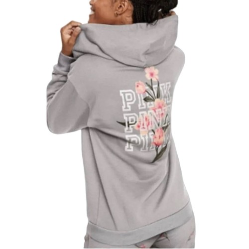 UNDERCOVER FELPA CON CAPPUCCIO Victoria's Secret ROSA Y2K grigio erica full zip fiore S