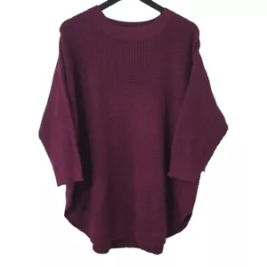 Black Tape Waffle Knit Sweater Size 1X Magenta Crew Neck Round Hem - Picture 1 of 5