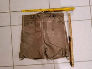 Trachtenlederhose Velourleder beige,kurz Gr S - Bild 1 von 2