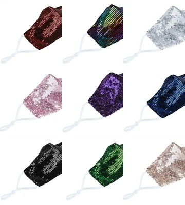 Máscara facial de moda con lentejuelas brillantes de doble capa VENDEDOR DE EE. UU. Foto 1 de 2